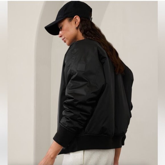 Athleta Santeen Bomber Jacket New With Tags Size Large Black Water Repellent - Picture 5 of 10
